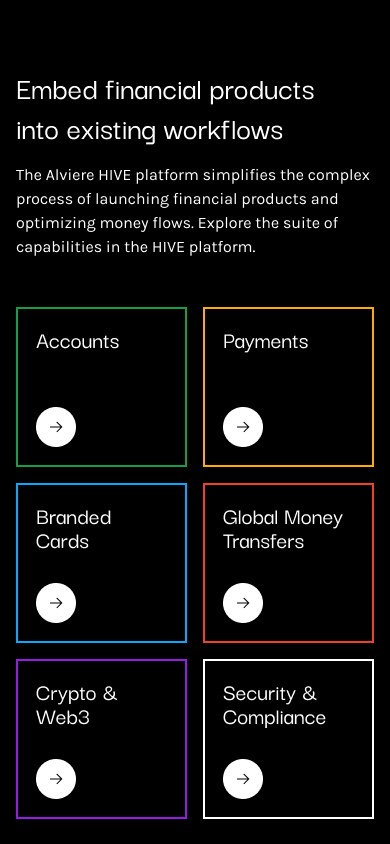 Alviere mobile homepage, third screen