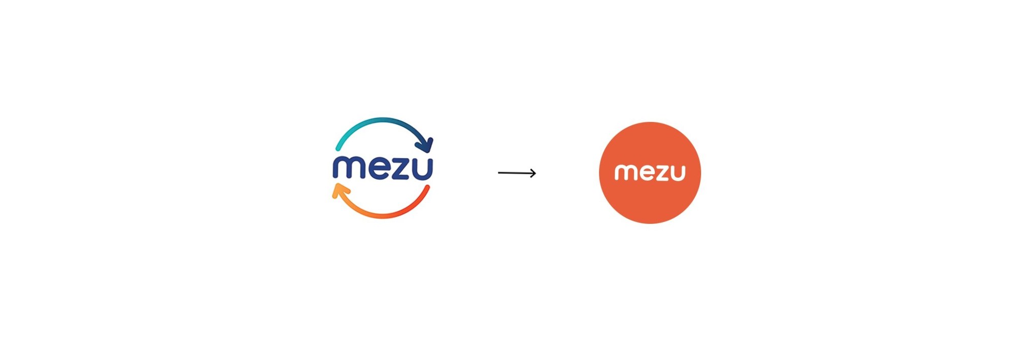 The Mezu logo before and after the rebrand