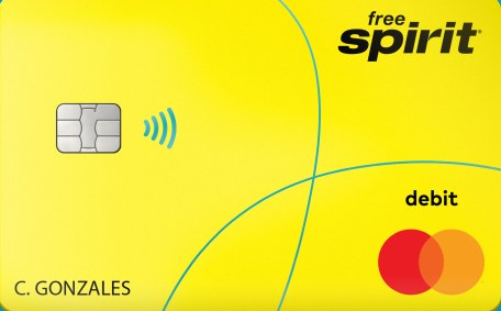 The yellow Free Spirit Debit Mastercard