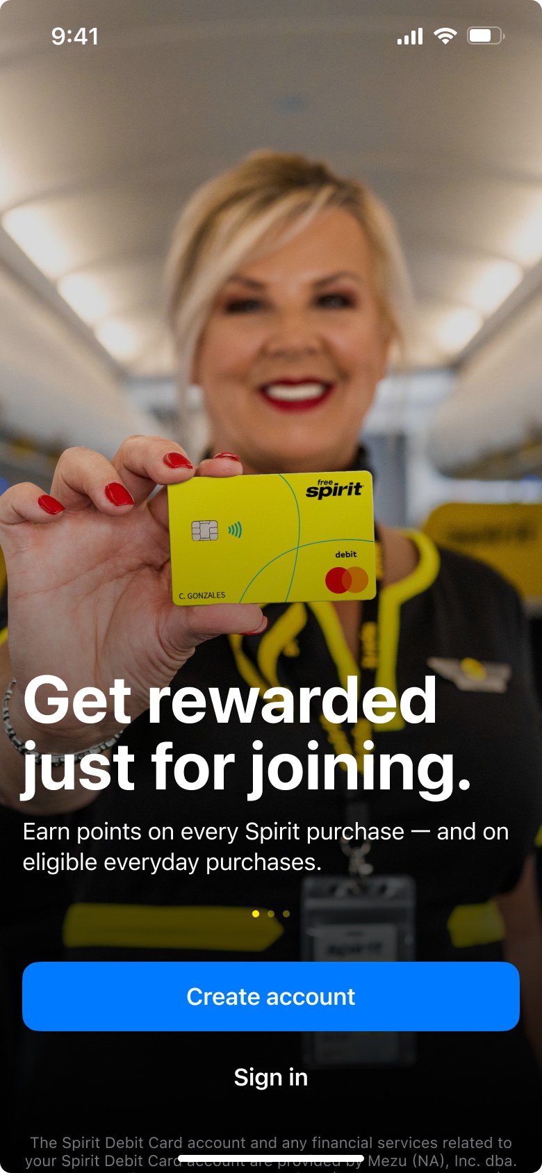 App start screen: Get rewarded just for joining
